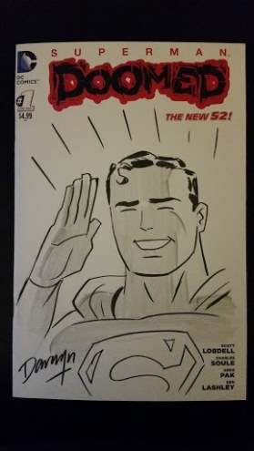 Superman Sketch by Darwyn Cooke on Doomed #1 blank sketch cover
